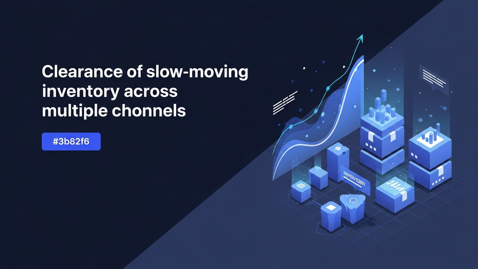 Dashboard displaying inventory analytics with electric blue data visualizations and multi-channel clearance metrics