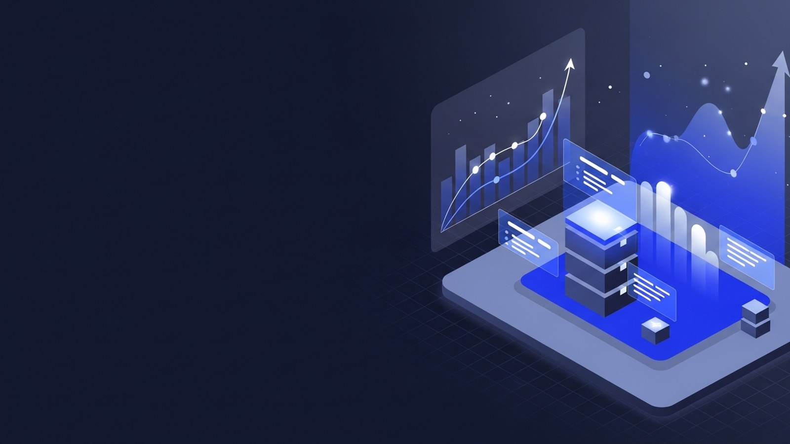 Dashboard displaying inventory accuracy metrics with fluctuating graph lines in deep electric blue against a clean interface