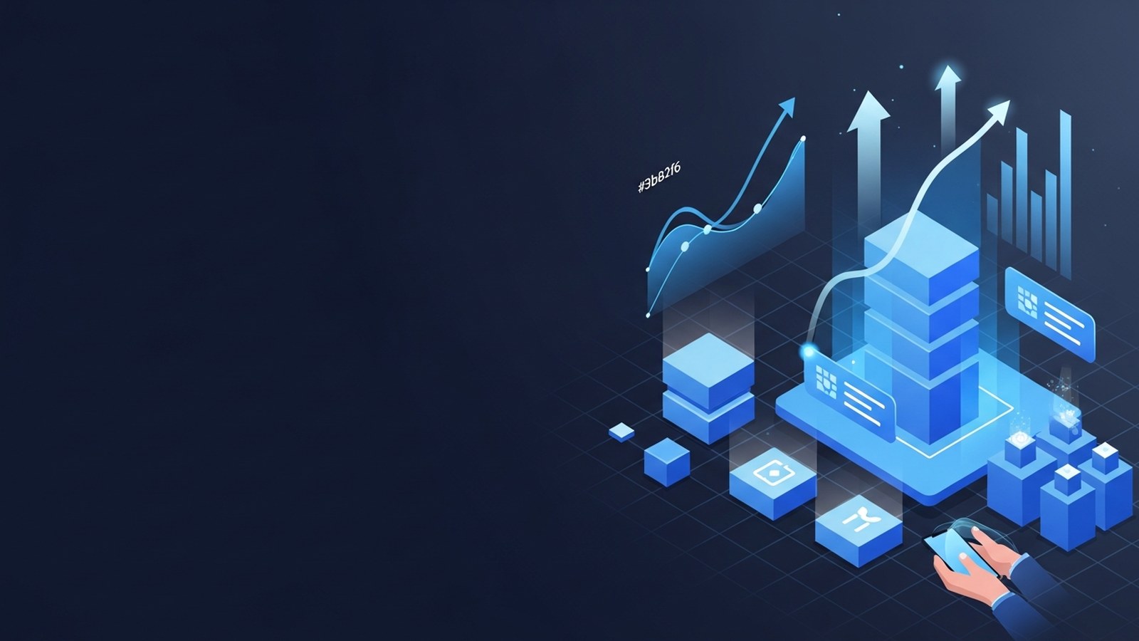 Upward trending graph with sharp spike against deep blue background showing sudden demand surge analytics