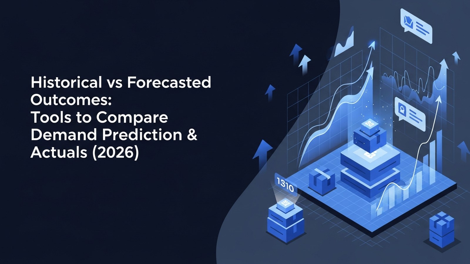Dashboard displaying historical demand data curves overlaid with forecasted predictions in electric blue against a dark interface