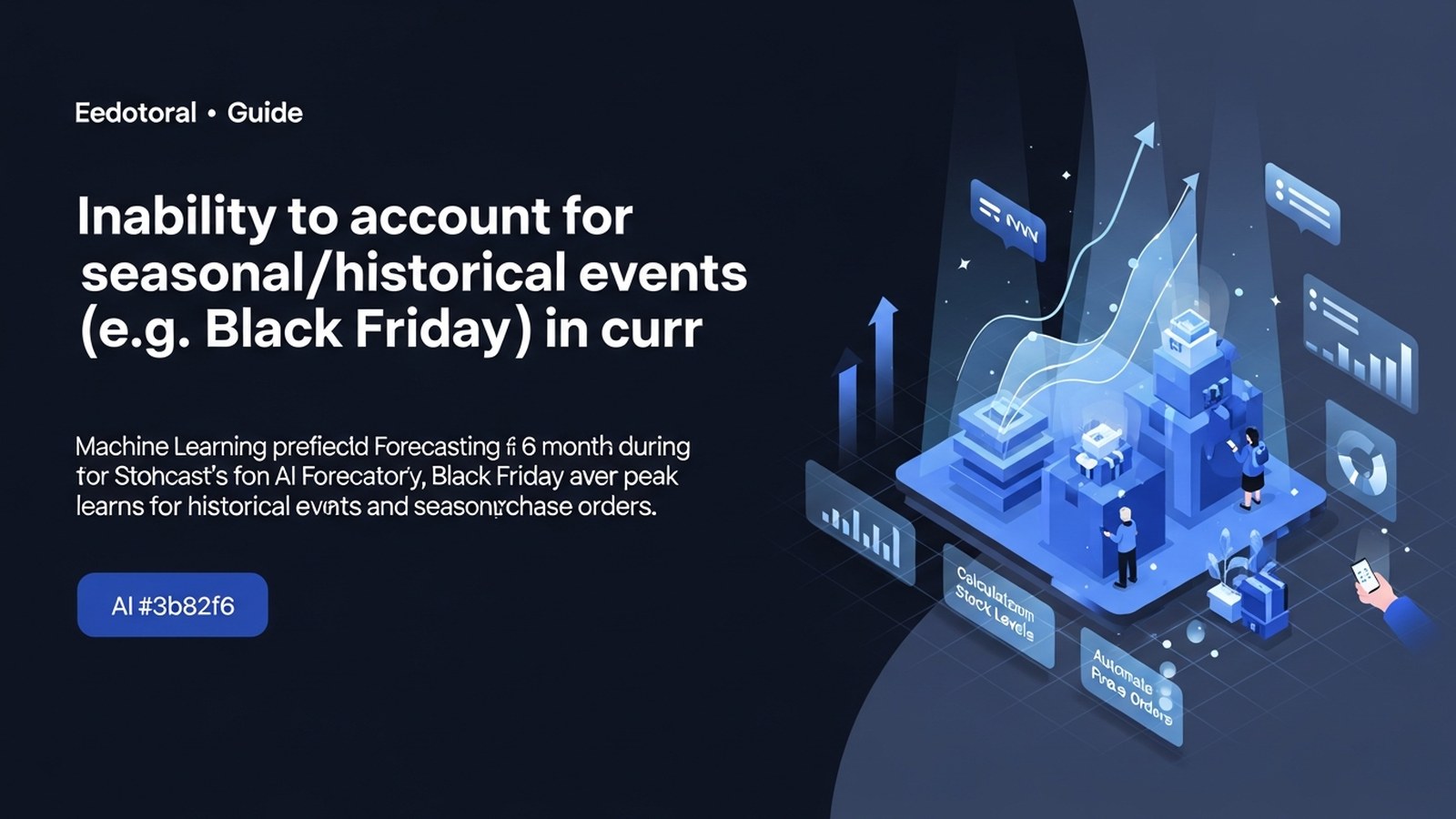 Dashboard displaying Black Friday sales spike with AI-powered inventory forecasting graphs in electric blue tones