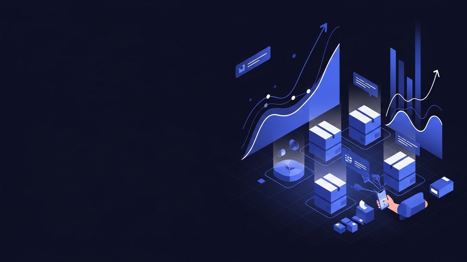 Dashboard displaying Shopify inventory metrics with electric blue data visualizations on a clean, modern interface