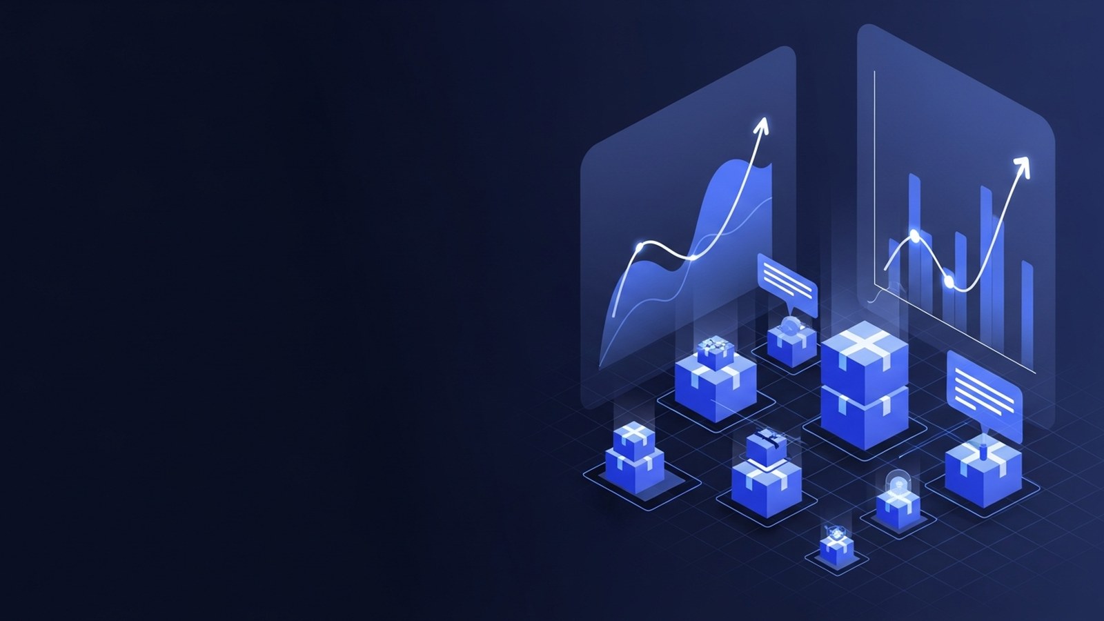Frustrated person at laptop surrounded by chaotic spreadsheets with blue data visualizations in modern workspace
