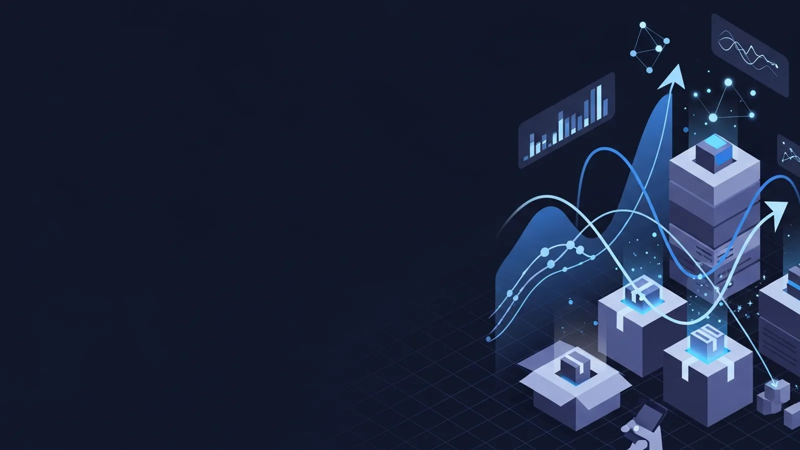 Modern pricing dashboard with electric blue data visualizations and cost breakdown charts on a dark interface