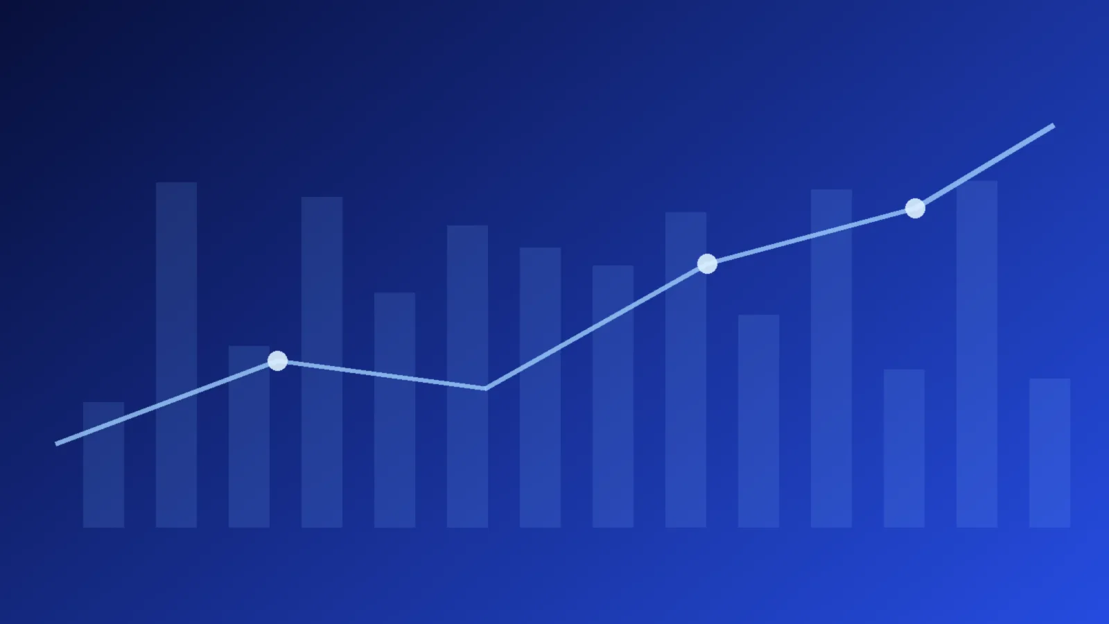 Abstract illustration showing SKU demand forecasting as a complex puzzle, with data points converging into a clear, upward trend line.