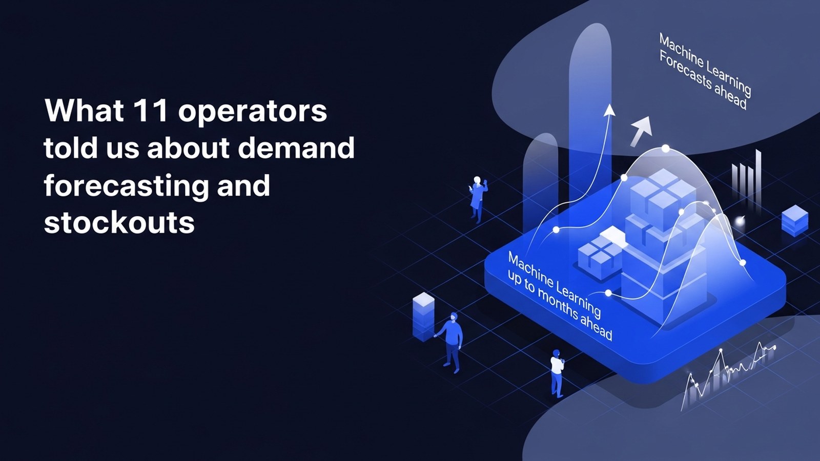 Abstract upward-trending charts and stacked inventory boxes with glowing analytics overlays in a data-driven composition